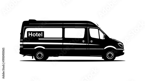 Black Vector Hotel Shuttle Minibus Silhouette