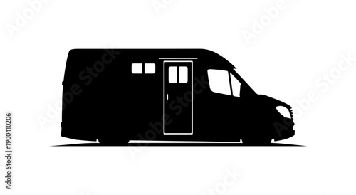 Black Vector Silhouette of a Camper Van
