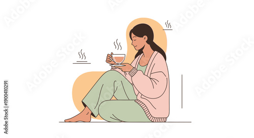 Cozy Relaxation Moment With Hot Beverage Indoors Scene
