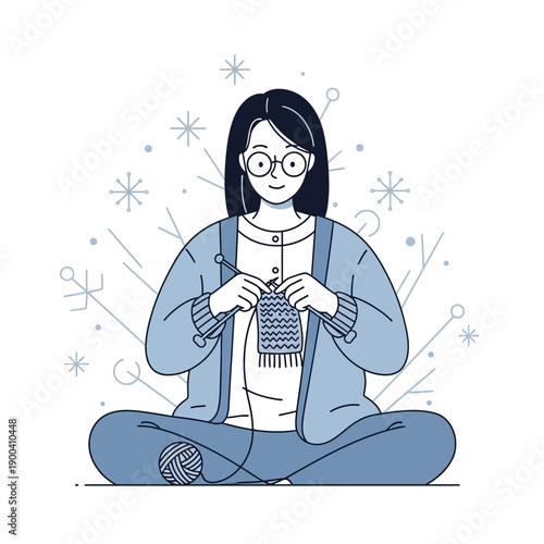 Cozy Winter Knitting Session For Creative Individual Warm Home Atmosphere