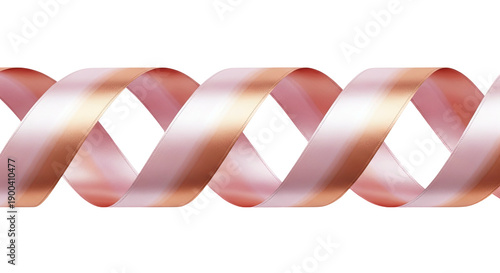 Spiral Ribbon with Gradient Pink and Gold Colors