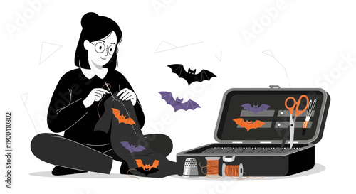 Crafting Spooky Halloween Decorations With Bats And Sewing Supplies