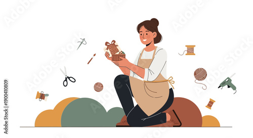 Creative Artisan Crafting Gift Basket with Crafting Supplies Skillfully Assembled