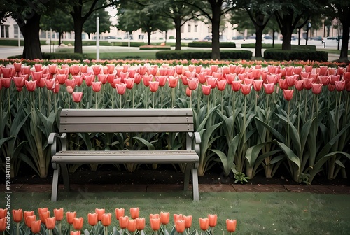 red tulips in the park