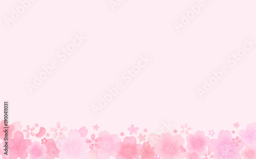 水彩風のかわいい桜の舞い散るフレーム_下_横