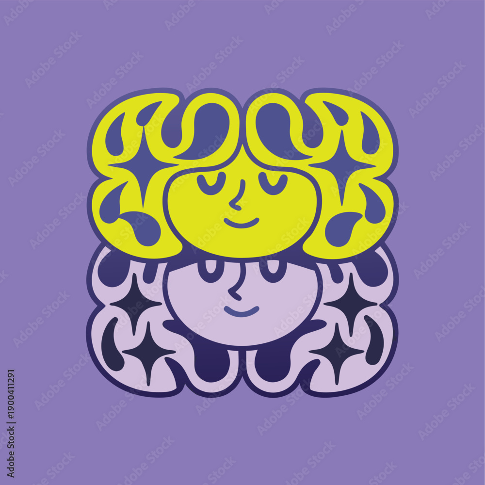 Obraz premium Psychedelic Art Nouveau Style Women Portrait Vector Illustration