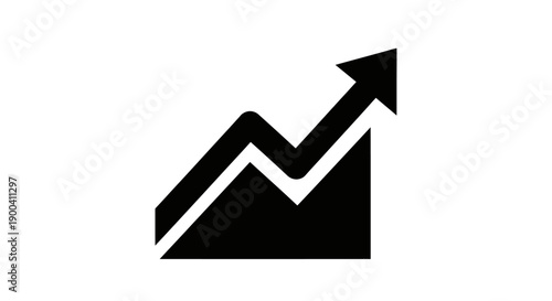 Quadro su tela Black graph icon with upward arrow.