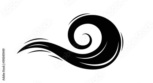 Black swirl brush stroke symbol icon.