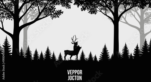 Deer with large antlers standing still.