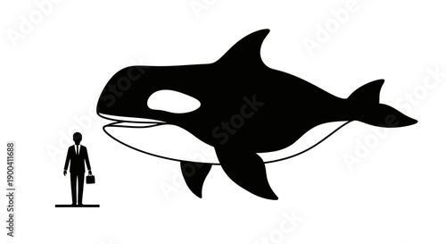 Large orca whale compared to human.