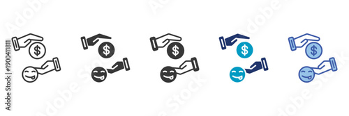 bribe hand icon set consisting of multiple styles vector illustration