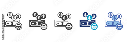 black fund icon set consisting of multiple styles vector illustration