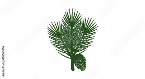 Pine tree branch with needles.