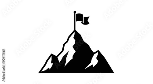 Mountain peak with flying flag.