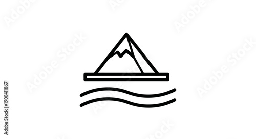 Mountain Icon Above Water Line.