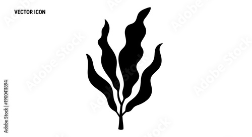 Seaweed plant silhouette ocean icon.
