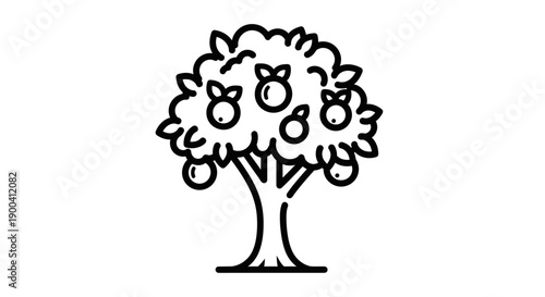 Tree with curly branches and leaves.