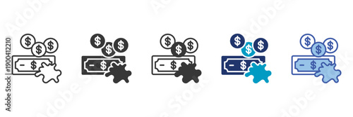 dirty money icon set consisting of multiple styles vector illustration