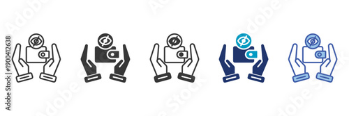 hidden wallet icon set consisting of multiple styles vector illustration