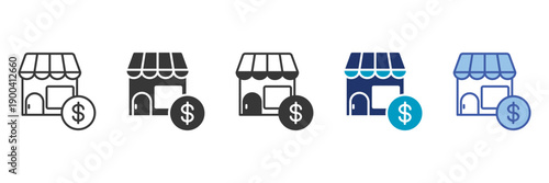 market cover icon set consisting of multiple styles vector illustration