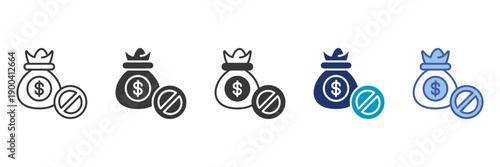 illegal fund icon set consisting of multiple styles vector illustration