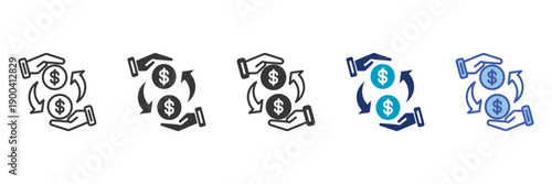 money swap icon set consisting of multiple styles vector illustration