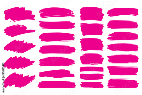 ink brushstroke on white background. Straight line vector brush strokes. Big collection of grunge black paint, ink brush strokes. Black ink brush stroke