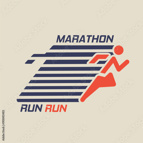 Marathoner Dynamic Logo in Vintage Color Perfect for Print, Apparel, etc