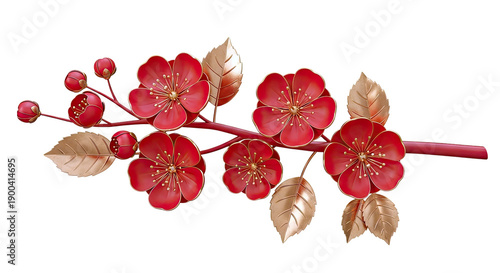 Red and Gold Floral Branch Decoration