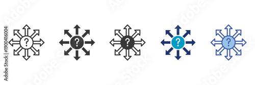 decision crossroads icon set consisting of multiple styles vector illustration