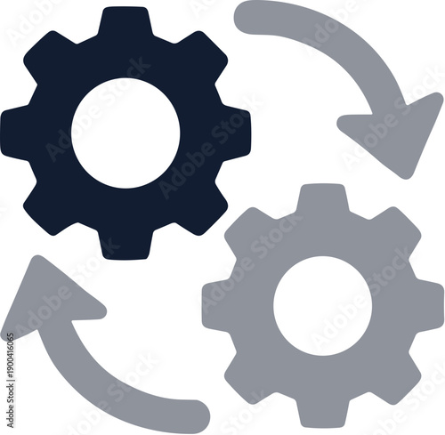 Flat Simple Style Gear Rotation Mechanism Process Configuration Icon