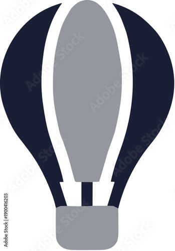Flat Style Detailed Hot Air Balloon Isolated Icon Graphic Illustration