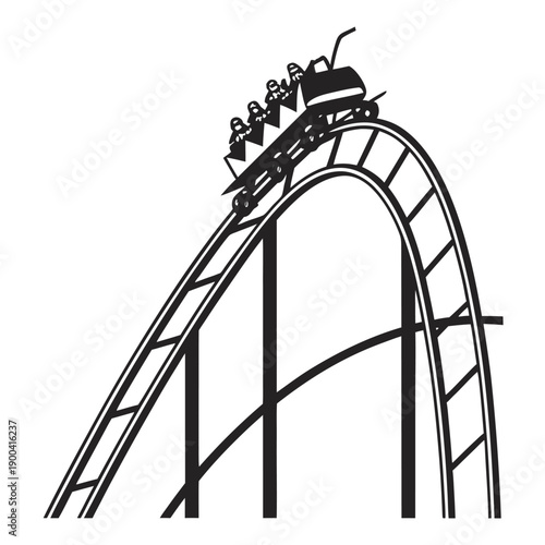 Ferris Wheel and Roller Coaster Icon – Amusement Park Silhouette