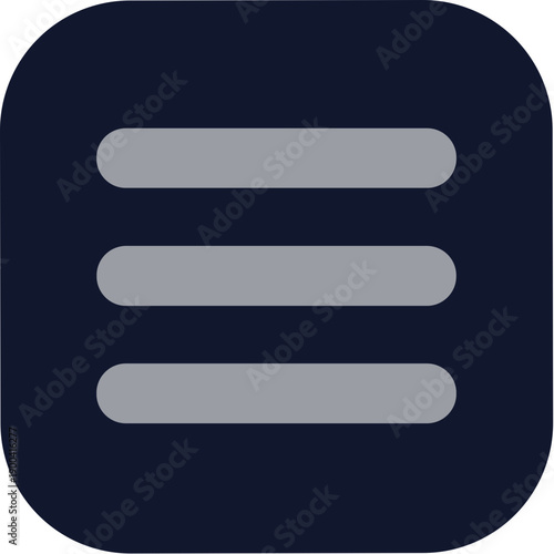 Simple Rounded Square Hamburger Menu Navigation Shape Icon Element