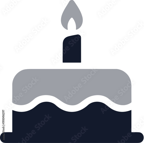 Obraz na płótnie Simple Flat Style Birthday Cake with Candle Icon Illustration