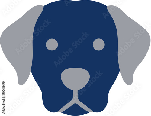 Flat Two Tone Color Dog Face Head Simple Icon Style