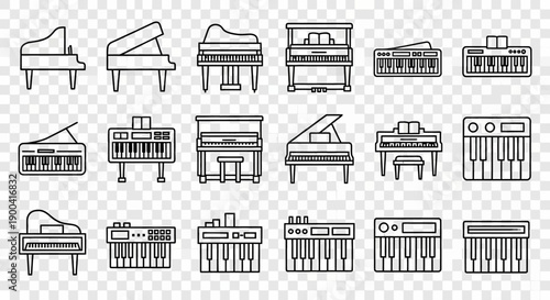 A collection of black and white silhouettes depicting various horse-drawn carriages and individual horses in different poses.