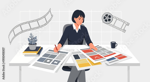 Creative Professional Designing Storyboards And Movie Concepts