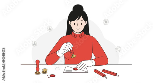 Creative Person Applying Wax Seal To Envelope For Secure Correspondence