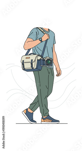 Creative Person Carrying Camera Bag For Photography Adventures