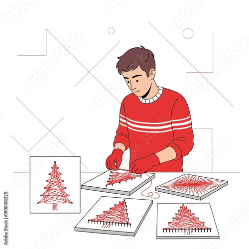Creative String Art Holiday Crafting Christmas Tree Projects Hobbyist Making Festive Decorations