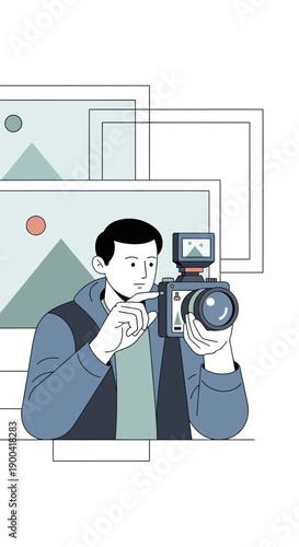 Creative Photographer Capturing Images With Professional Digital Camera Equipment