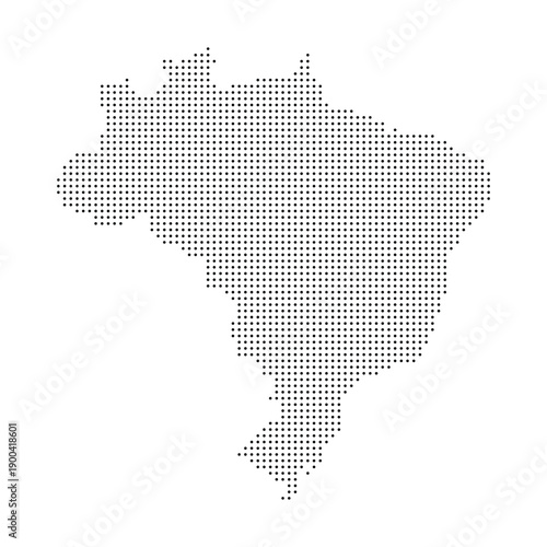 Halftone Brazil map with dot pattern. Black and white Brazil map digital simple travel infographics. Vector isolated concept