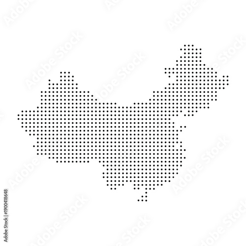 Halftone China map with dot pattern. Black and white China map digital simple travel infographics. Vector isolated concept