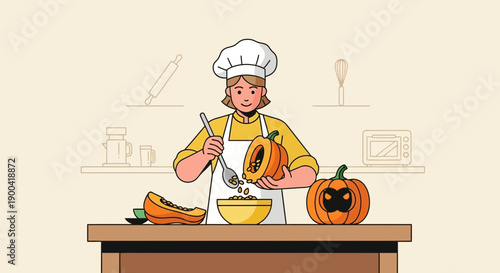 Culinary Creator Prepares Pumpkin Delicacies For Autumn Celebrations