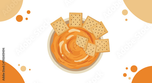 Delicious Orange Cheese Dip With Savory Crackers For Your Snack Time