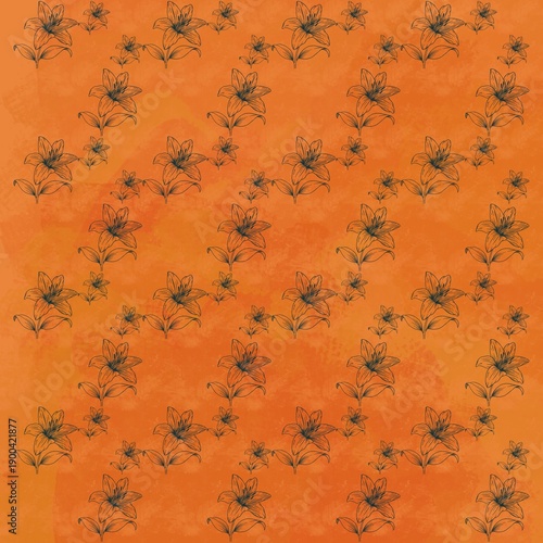 abstract background with orange flowers