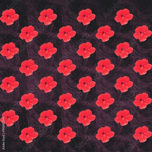 seamless pattern with red flowers