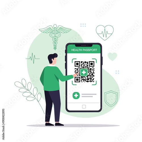 Digital Health Passport App Interface Showing Covid Status For Travel And Entry