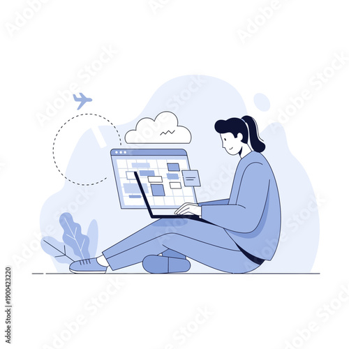 Digital Nomad Planning Global Adventures Seamlessly On Laptop